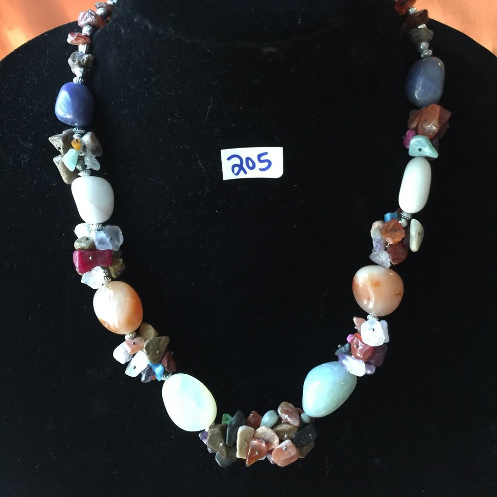 #205 Multi color Beaded Stone Necklace, NWT